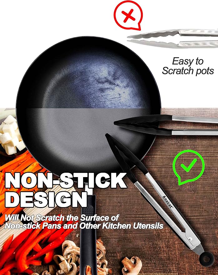Anaeat Non-Stick Silicone Locking Tong Set of 2 - Image 3