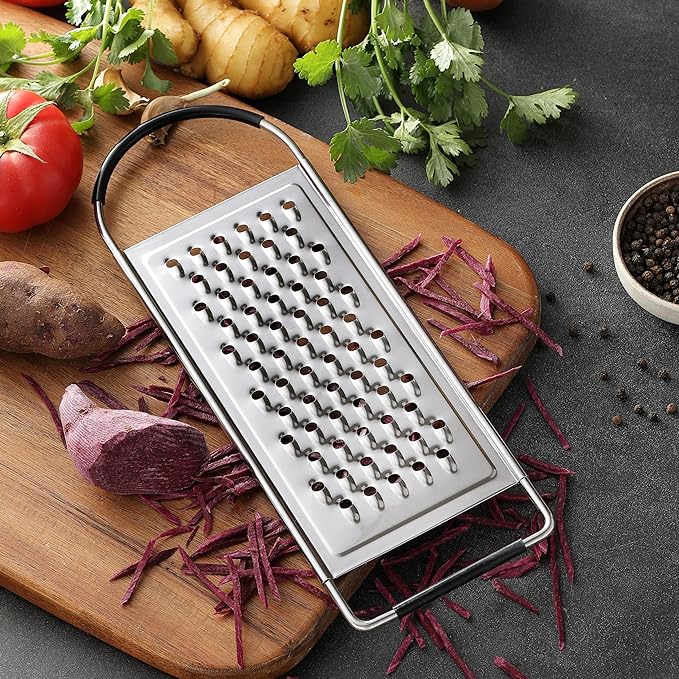Cheese Grater Handheld, HIA Flat Coarse Stainless Steel Graters - Image 5